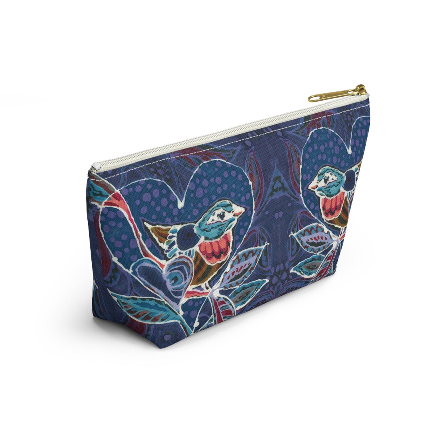 "Love Bird Blue" Brigg Evans Batik Design - Accessory Pouch w T-bottom