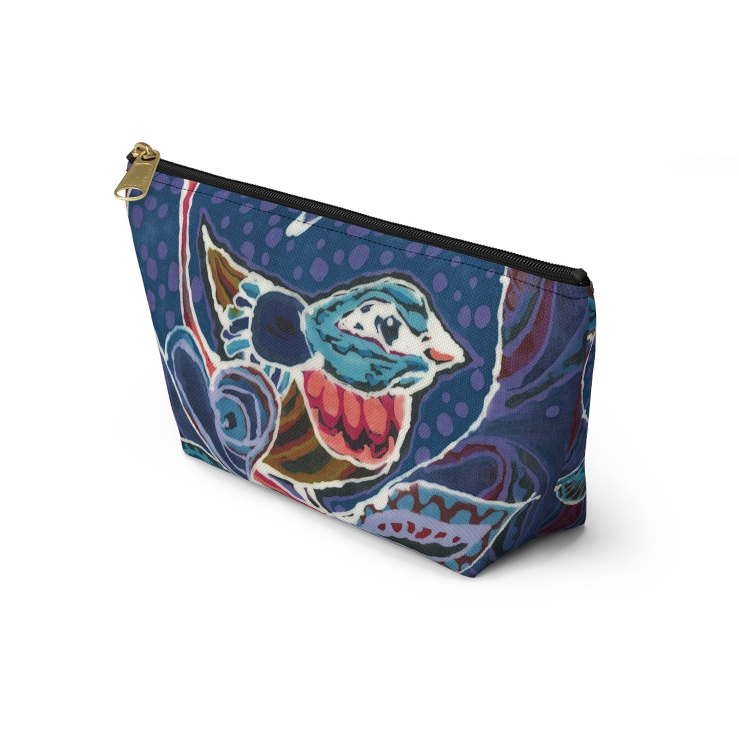 "Love Bird Blue" Brigg Evans Batik Design - Accessory Pouch w T-bottom