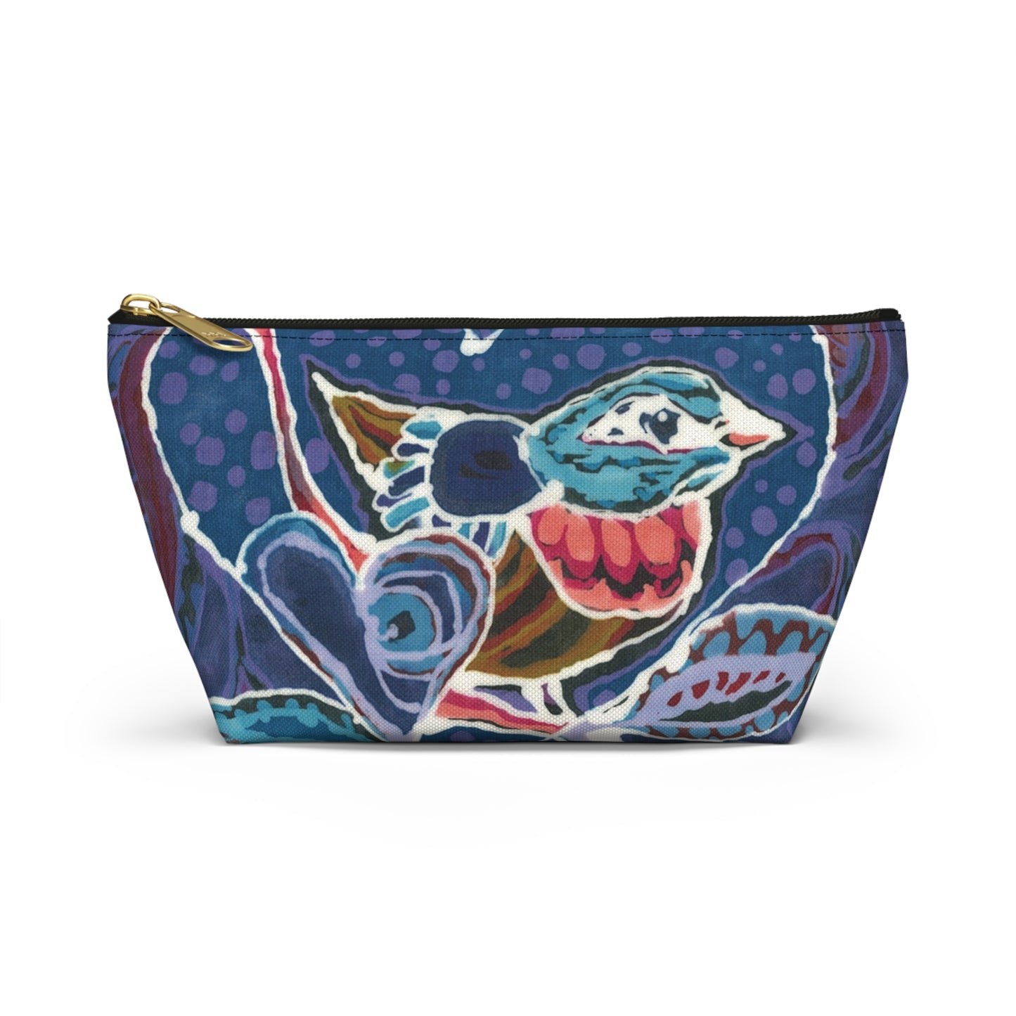 "Love Bird Blue" Brigg Evans Batik Design - Accessory Pouch w T-bottom