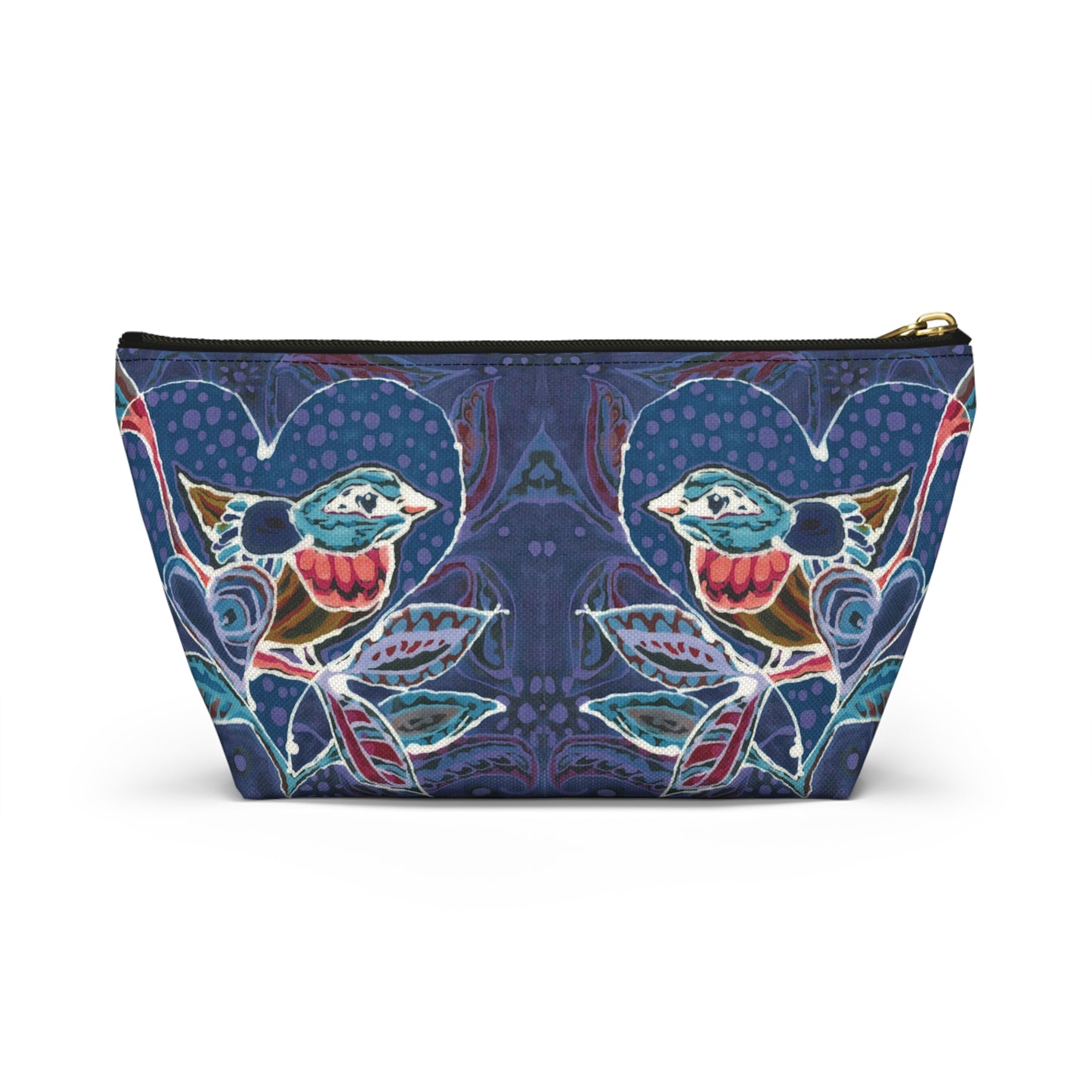"Love Bird Blue" Brigg Evans Batik Design - Accessory Pouch w T-bottom