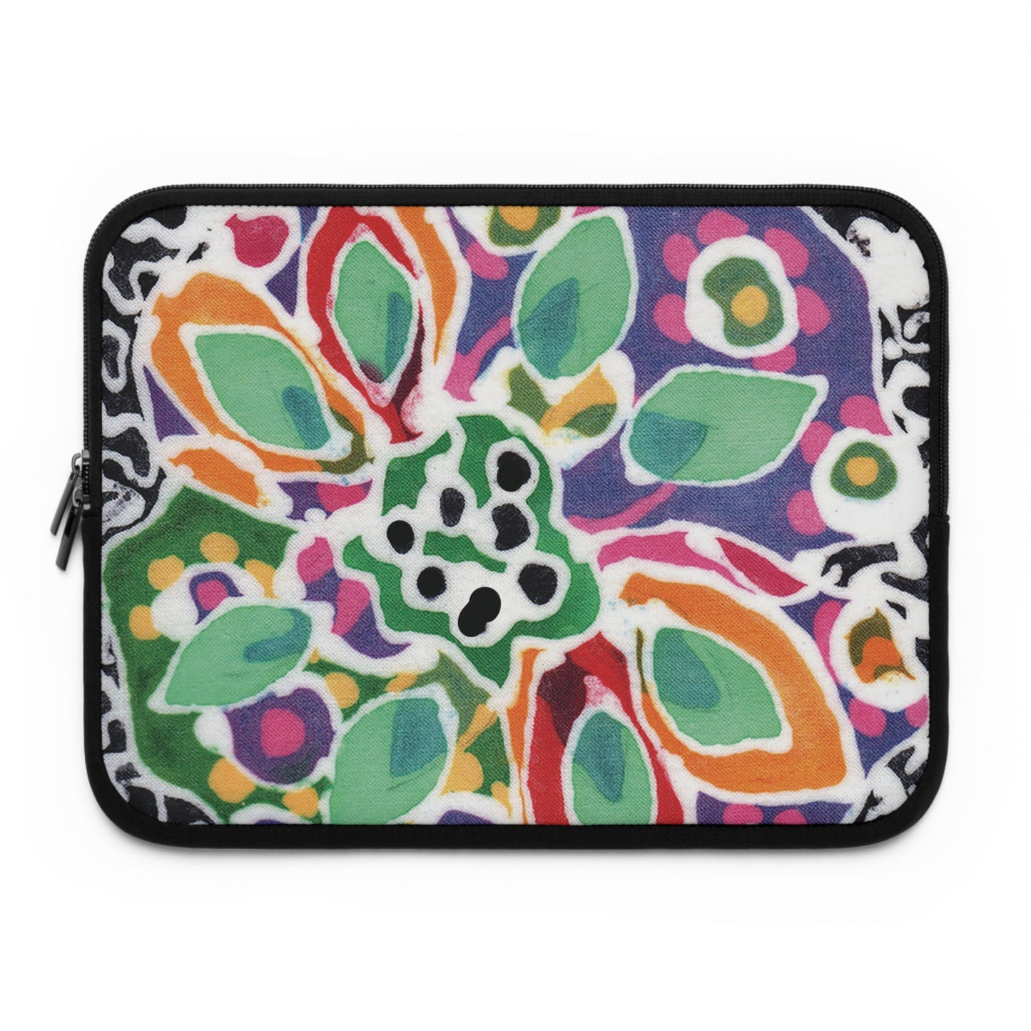 "Art Meets Tech: 13 inch " Serti Batik Laptop Sleeve" - Flower Swirl
