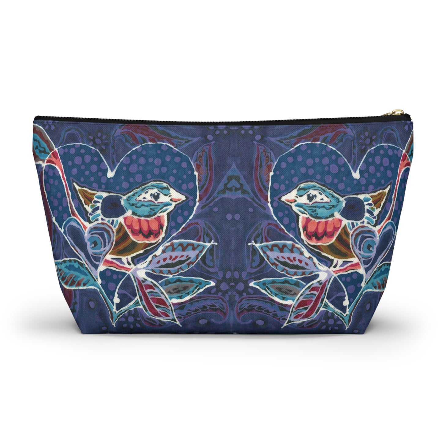 "Love Bird Blue" Brigg Evans Batik Design - Accessory Pouch w T-bottom