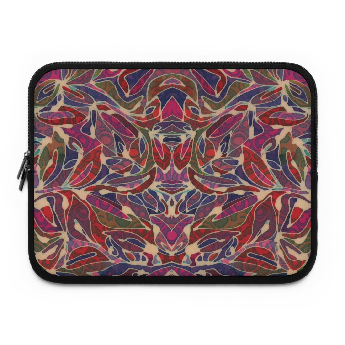 "Art Meets Tech: 13 inch " Serti Batik Laptop Sleeve" - Magenta Foliage