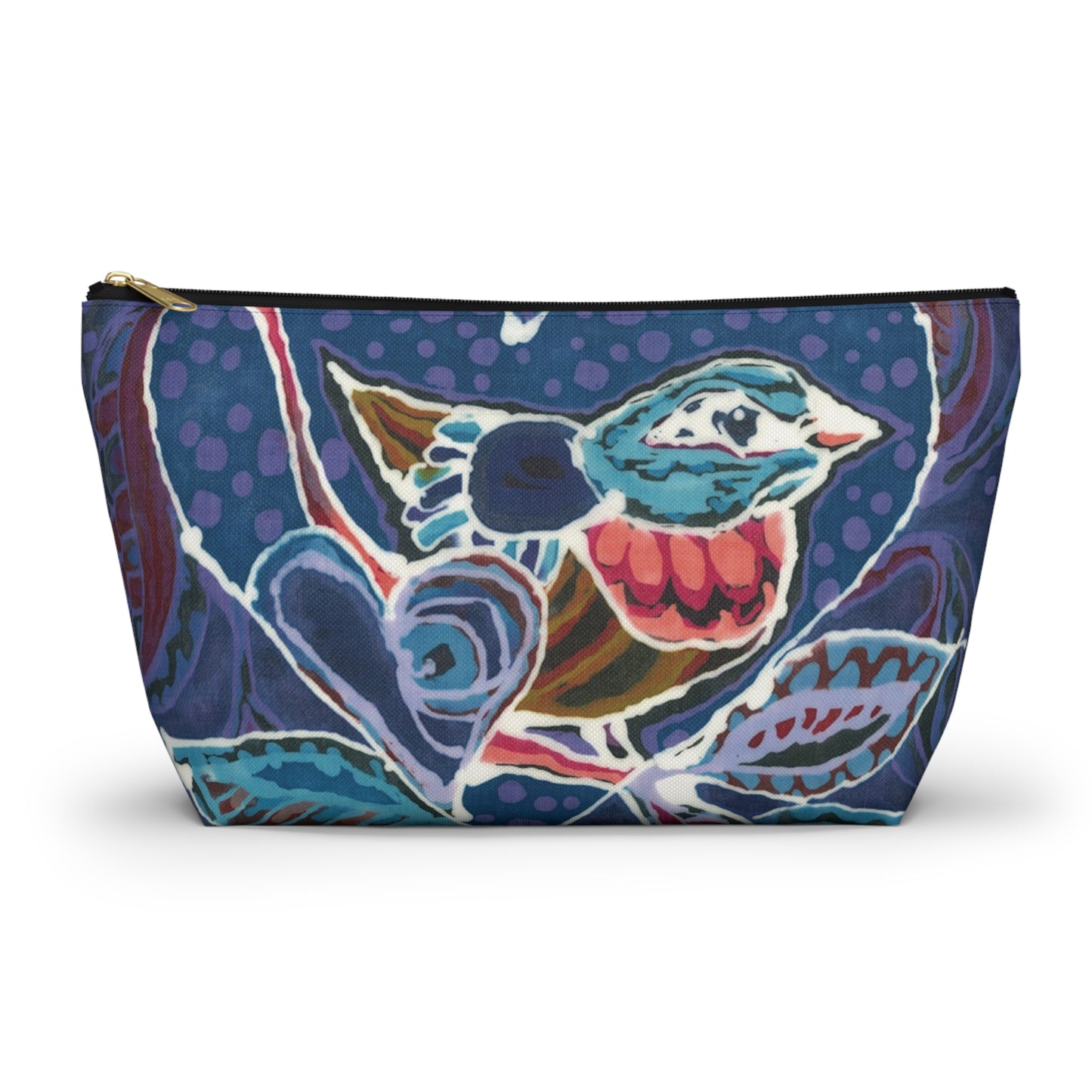 "Love Bird Blue" Brigg Evans Batik Design - Accessory Pouch w T-bottom
