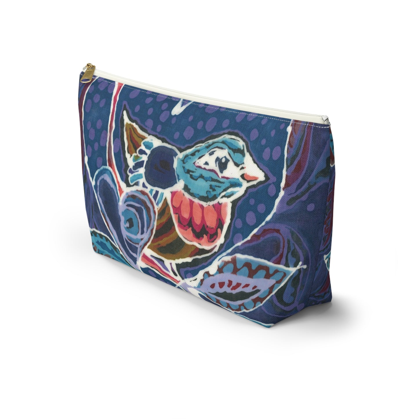 "Love Bird Blue" Brigg Evans Batik Design - Accessory Pouch w T-bottom
