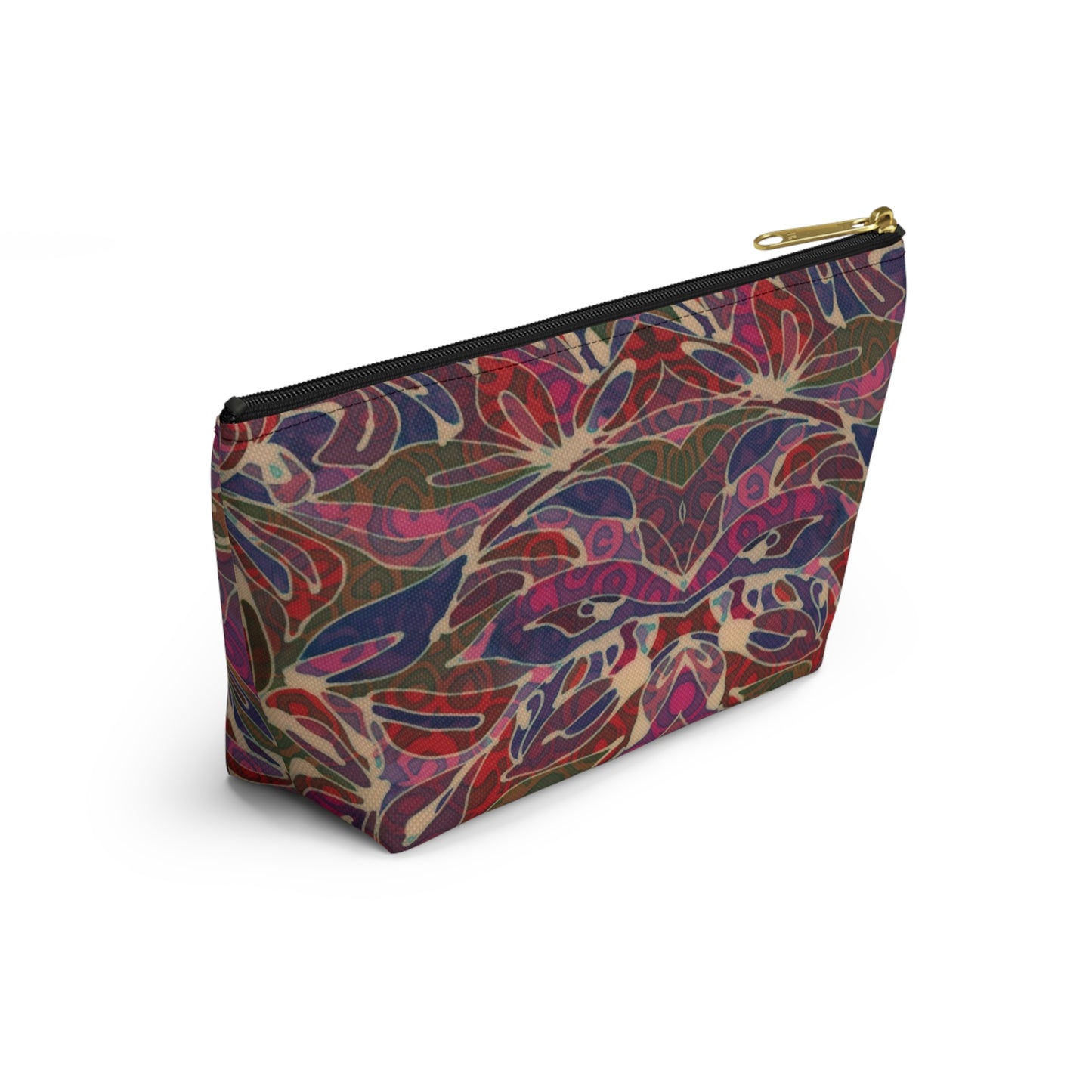 Brigg Evans Batik Design "Magenta Foliage"- Accessory Pouch w T-bottom