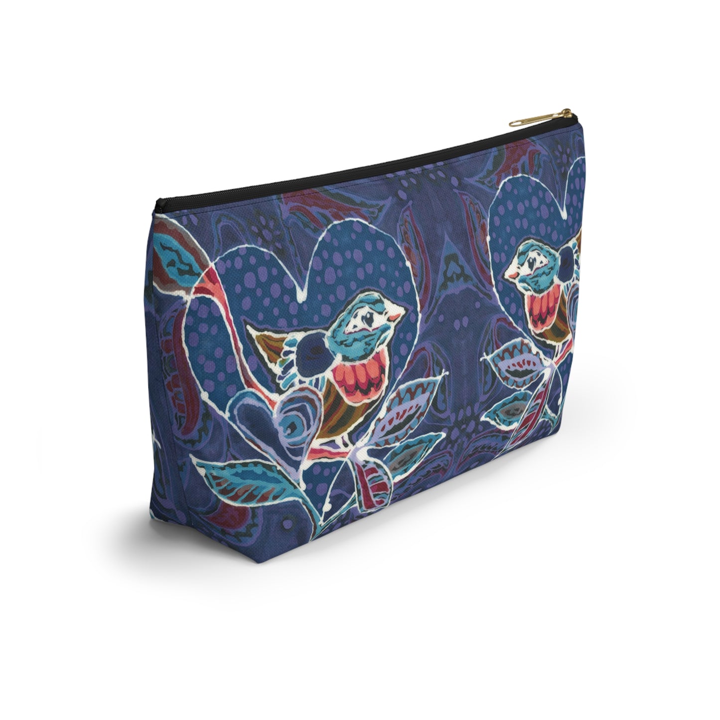 "Love Bird Blue" Brigg Evans Batik Design - Accessory Pouch w T-bottom