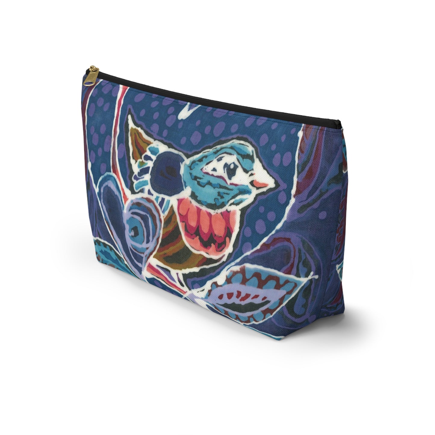 "Love Bird Blue" Brigg Evans Batik Design - Accessory Pouch w T-bottom