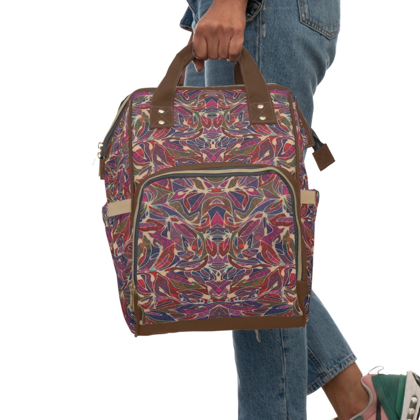 Multifunctional Backpack by Brigg Evans Design - Magenta Foliage