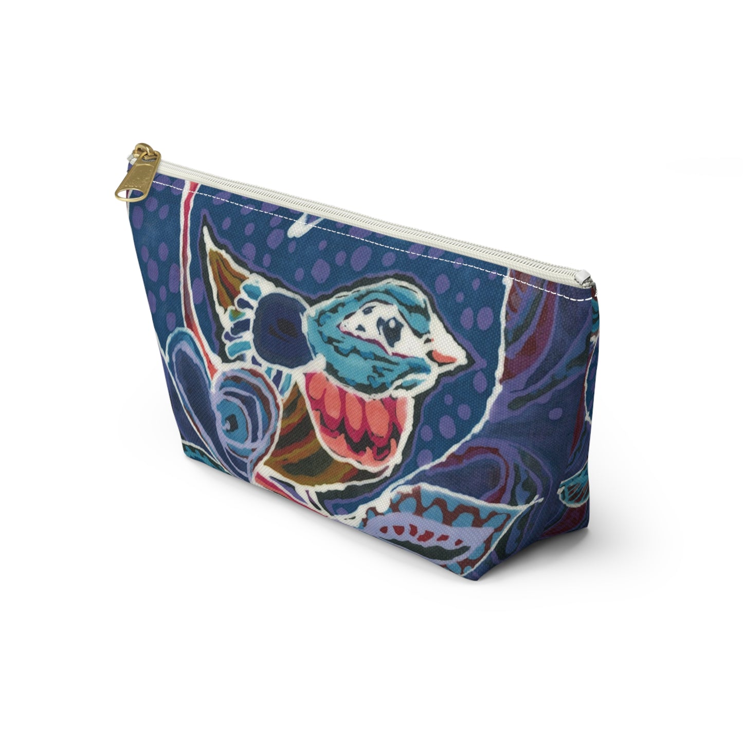 "Love Bird Blue" Brigg Evans Batik Design - Accessory Pouch w T-bottom