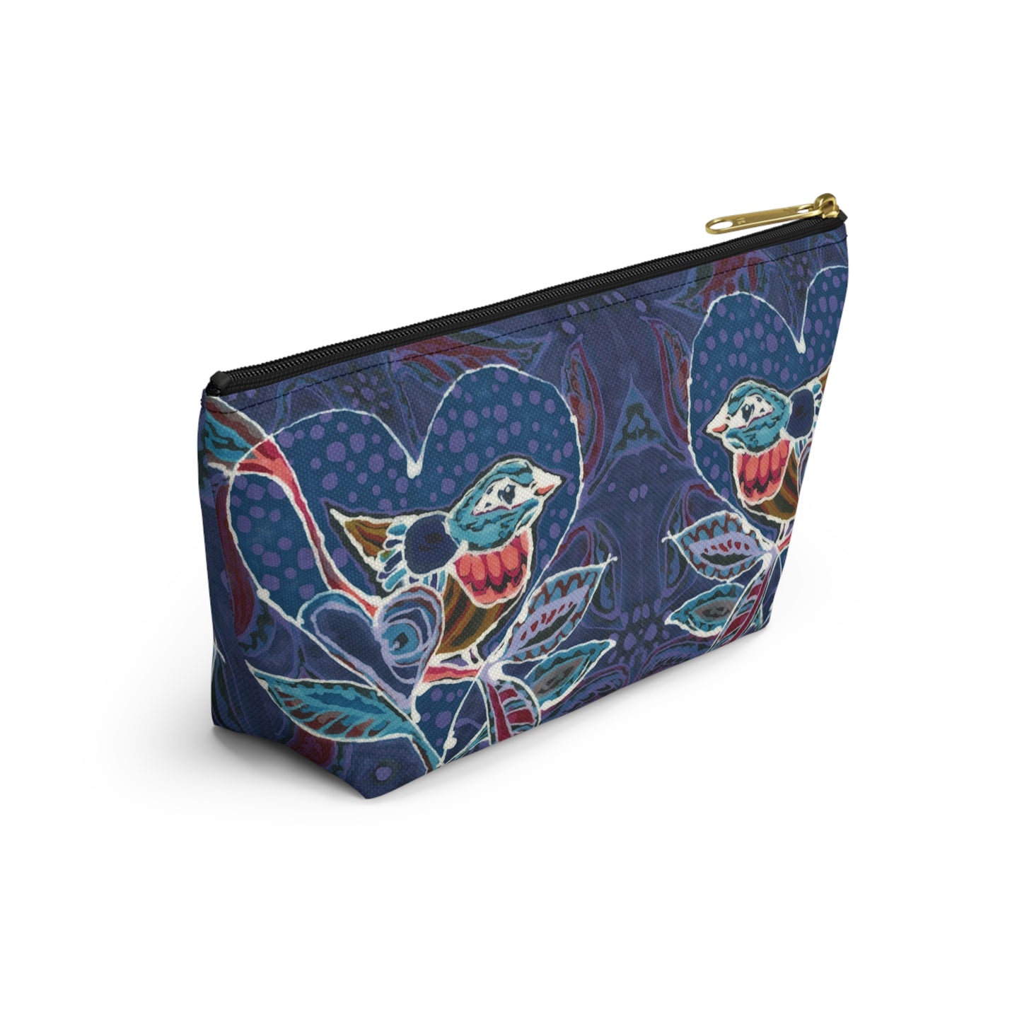 "Love Bird Blue" Brigg Evans Batik Design - Accessory Pouch w T-bottom