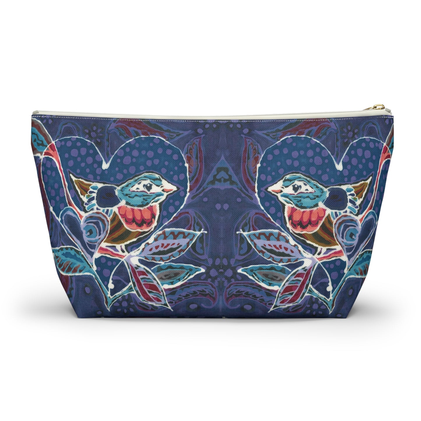 "Love Bird Blue" Brigg Evans Batik Design - Accessory Pouch w T-bottom