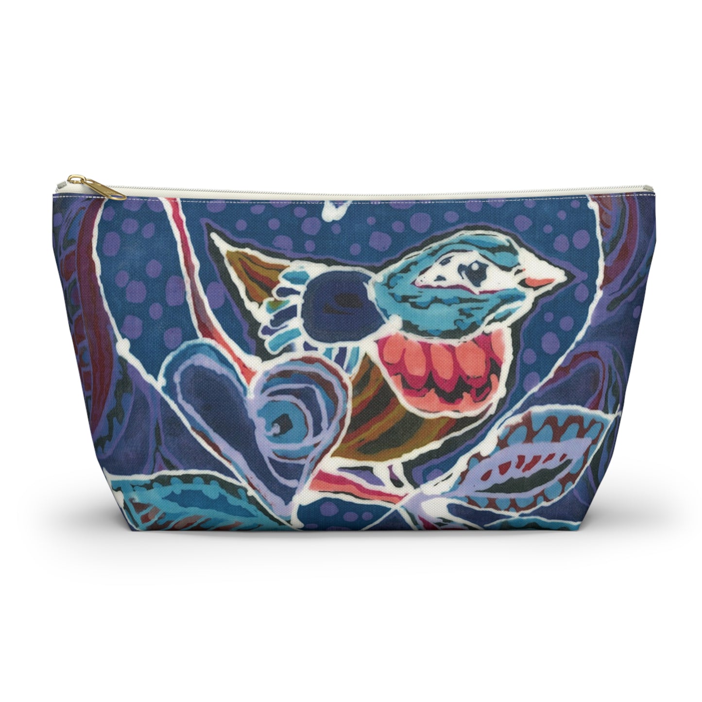 "Love Bird Blue" Brigg Evans Batik Design - Accessory Pouch w T-bottom
