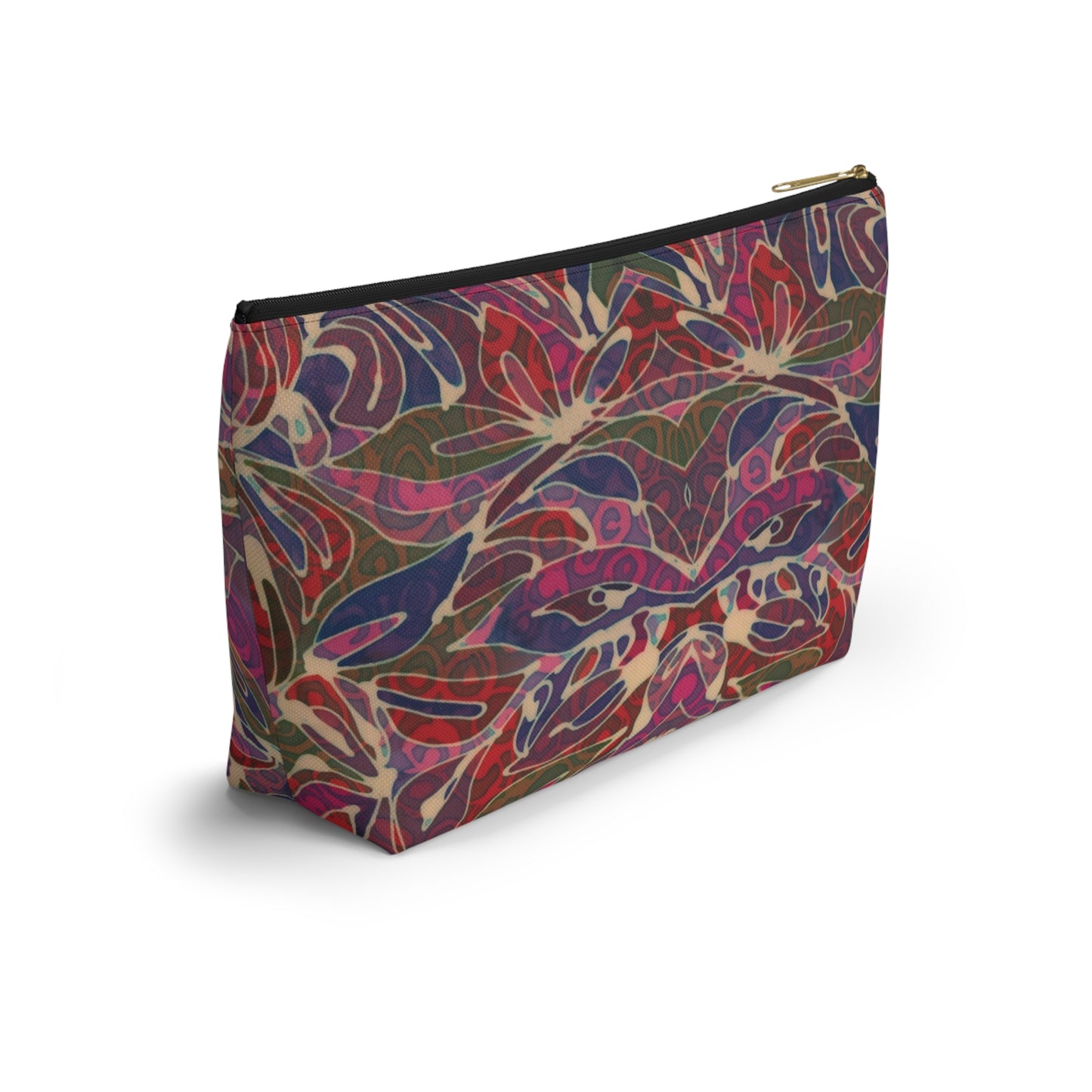 Brigg Evans Batik Design "Magenta Foliage"- Accessory Pouch w T-bottom