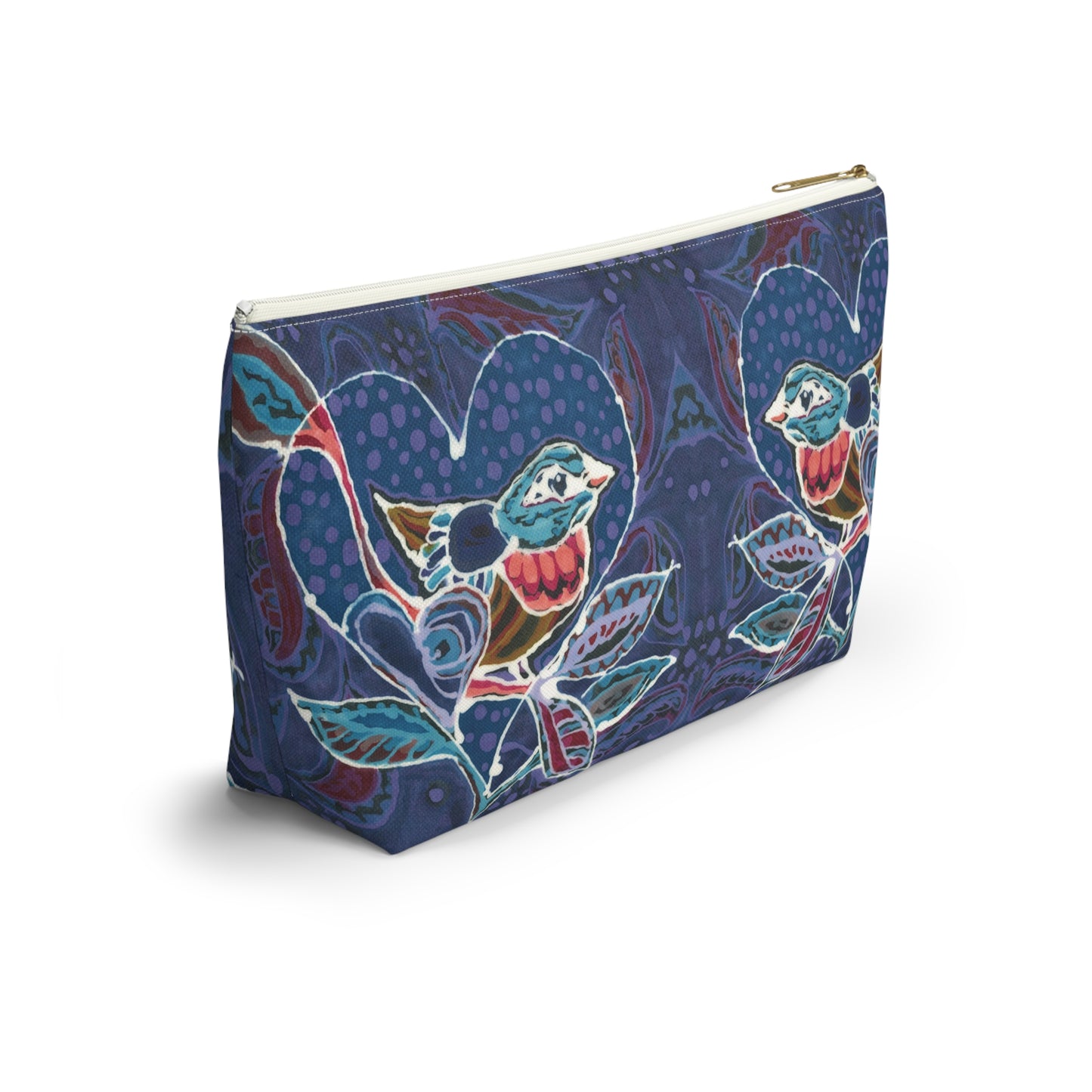 "Love Bird Blue" Brigg Evans Batik Design - Accessory Pouch w T-bottom