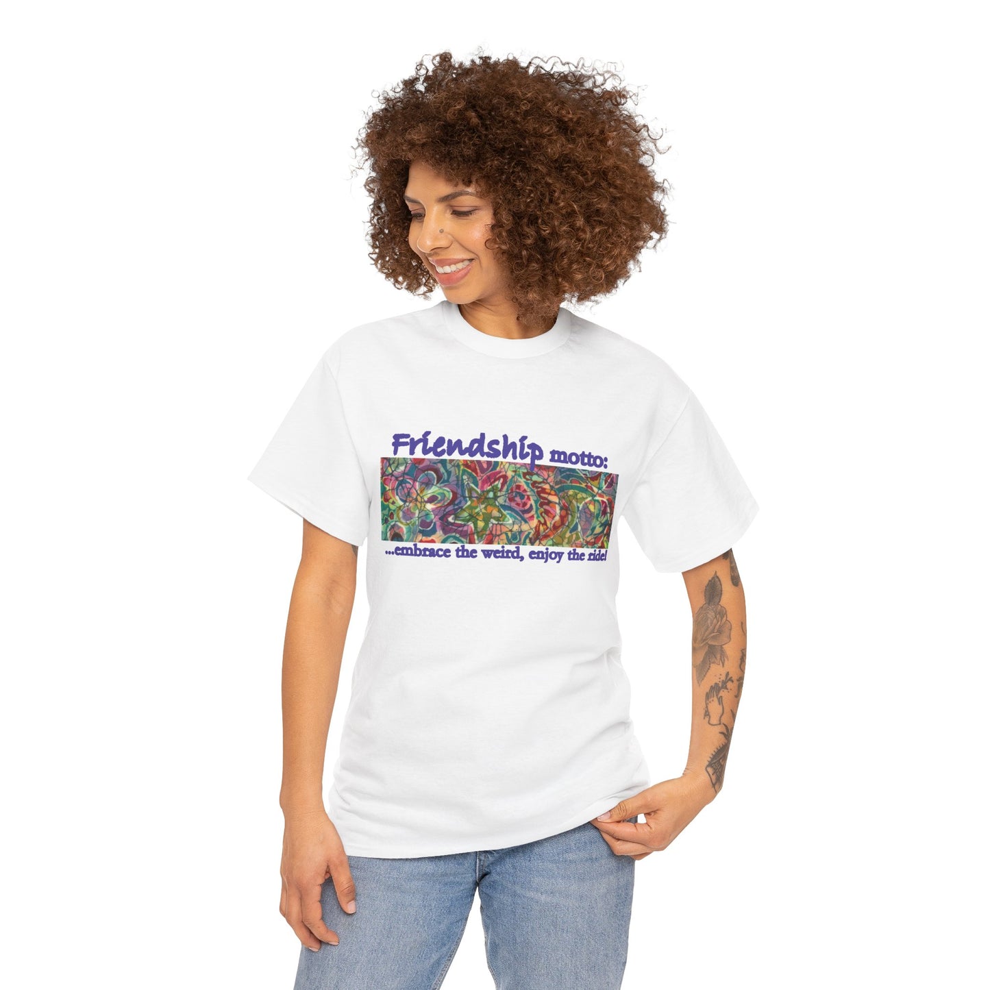 “Friendship Motto Heavyweight Tee | Brigg Evans Design Graphic T-Shirt”