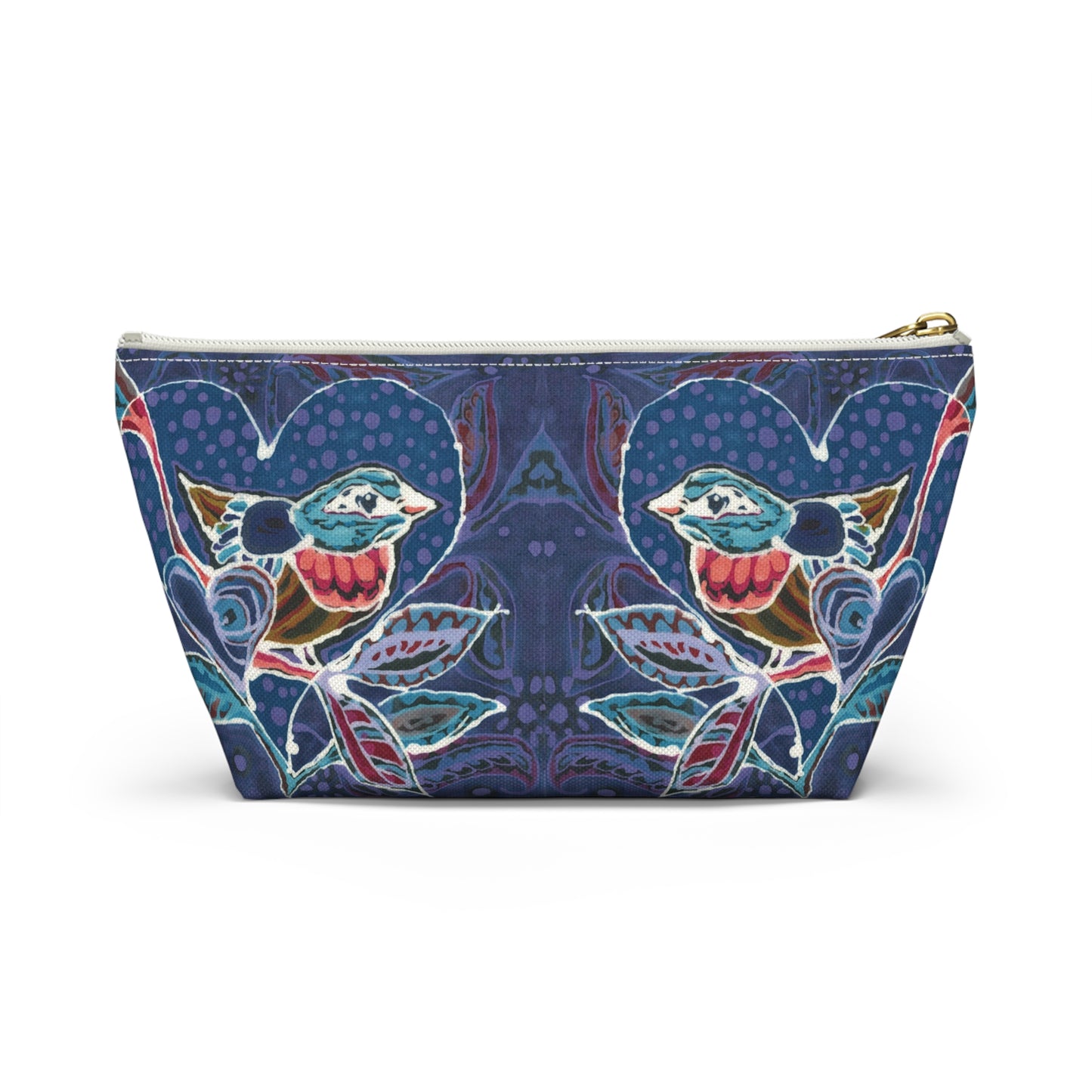 "Love Bird Blue" Brigg Evans Batik Design - Accessory Pouch w T-bottom