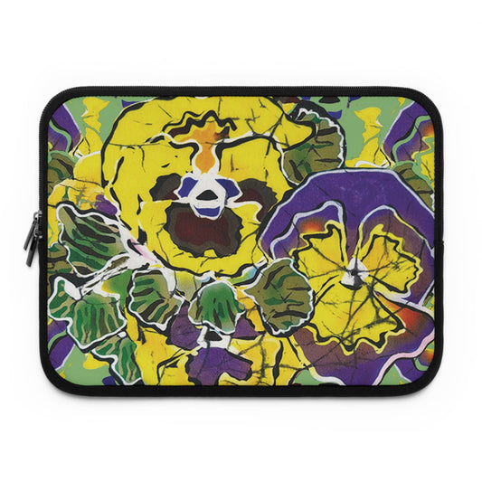 "Art Meets Tech: 13 inch " Serti Batik Laptop Sleeve" - Pansy