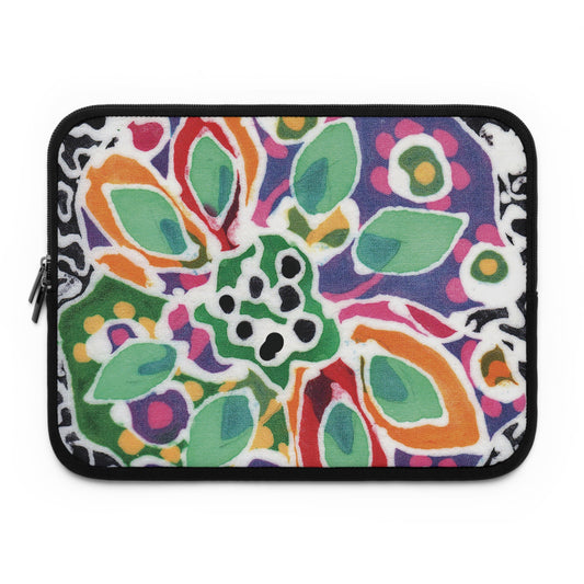 "Art Meets Tech: 13 inch " Serti Batik Laptop Sleeve" - Flower Swirl