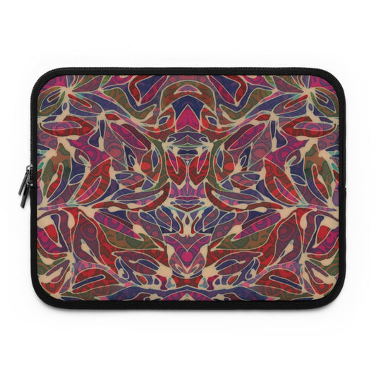 "Art Meets Tech: 13 inch " Serti Batik Laptop Sleeve" - Magenta Foliage