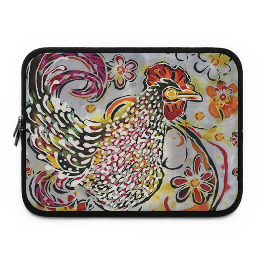"Art Meets Tech: 13 inch " Serti Batik Laptop Sleeve" - Rooster