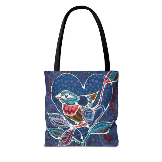 "Love Bird Blue" by Brigg Evans Design - Tote Bag (AOP)