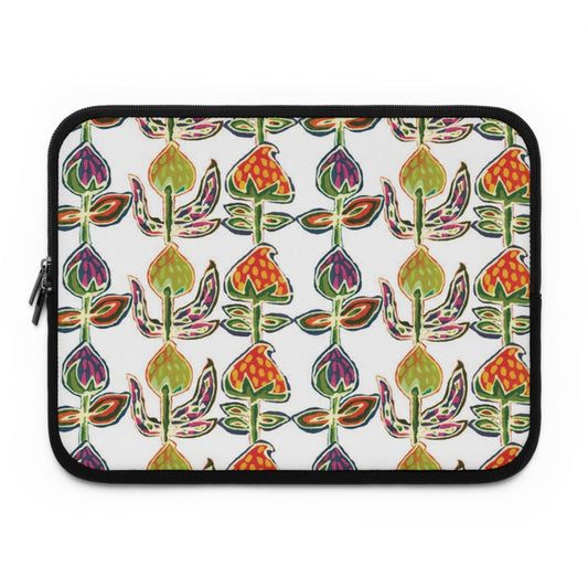 "Art Meets Tech: 13 inch " Serti Batik Laptop Sleeve" - Tulips